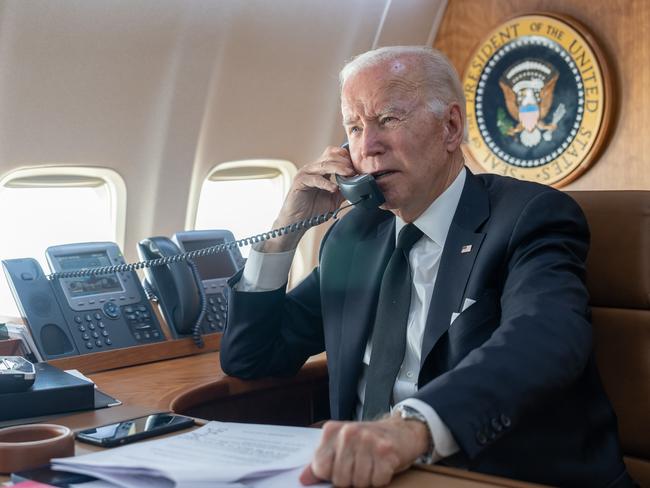 President Joe Biden aboard Air Force One. Picture: Official White House photo Adam Schultz