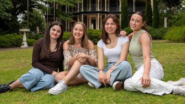 Seymour year 12 students (L-R) Milla Markou, Phoebe Rodger, Katherine Varley and Olivia Tudorovic. Picture: Naomi Jellicoe