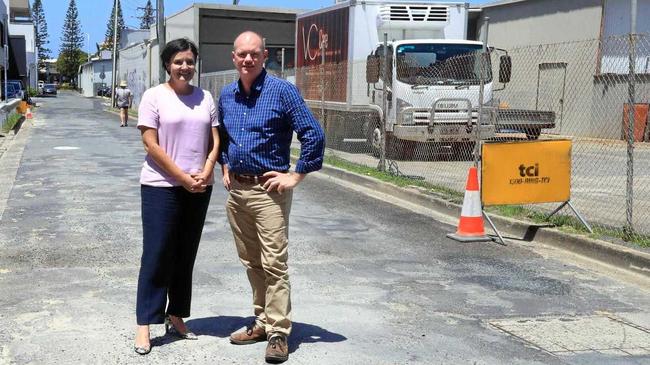 Jodi McKay in Tweed Heads with then Labor candidate Craig Elliot, prior to the March election. Picture: Scott Powick