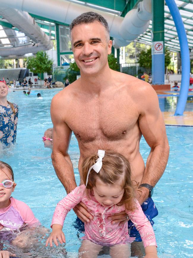 Malinauskas with his daughter Eliza. Picture: Brenton Edwards