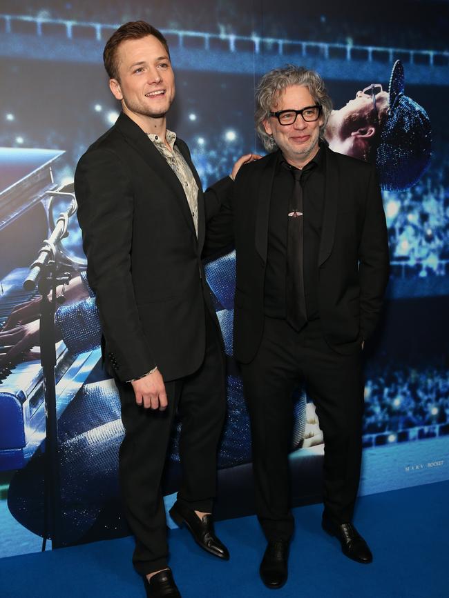 Taron Egerton and Rocketman director Dexter Fletcher in Sydney. Picture: David Swift