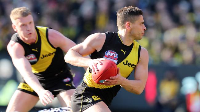 Dion Prestia set the tone for Richmond with a power-packed midfield display. Picture: Michael Klein.