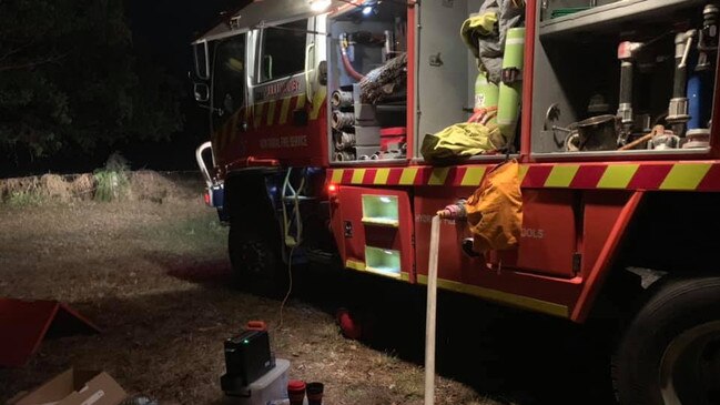 Firefighters at the scene of the Myocum fire.