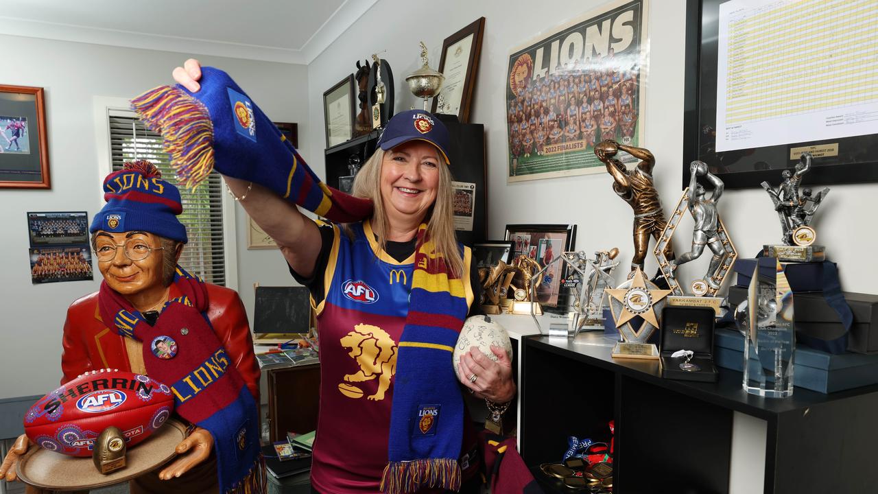 Mel Murphy, mother of Brisbane Lions defender Darcy Wilmot at home in Doreen before the AFL Grand Final. Picture Lachie Millard