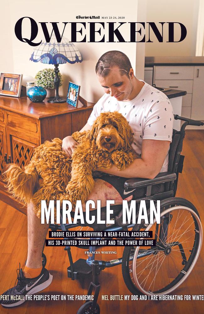 Brodie Ellis on the cover of Qweekend in 2020 when Frances Whiting and Brodie first met.