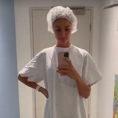 The mum-of-two shared this video of her preparing for surgery. Picture: Instagram.