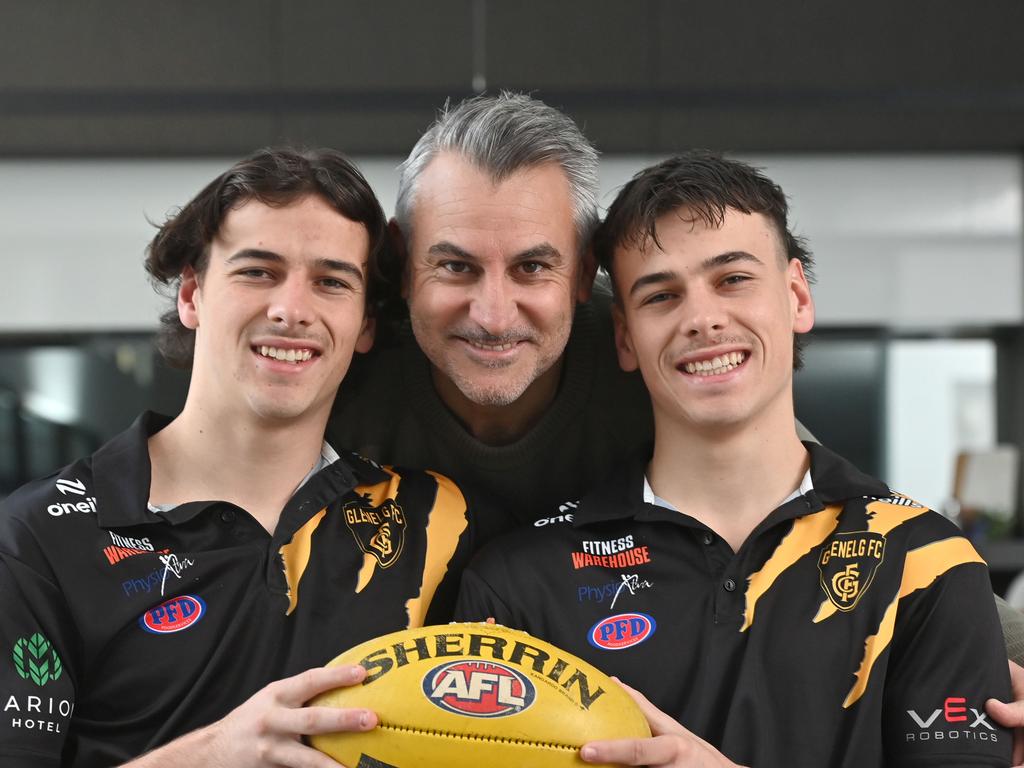 Ben and Lucas Camporeale with their dad, Scott. Picture: Keryn Stevens