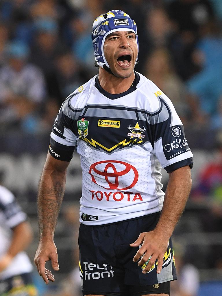 Johnathan Thurston of the Cowboys in 2018. (AAP Image/Dave Hunt)