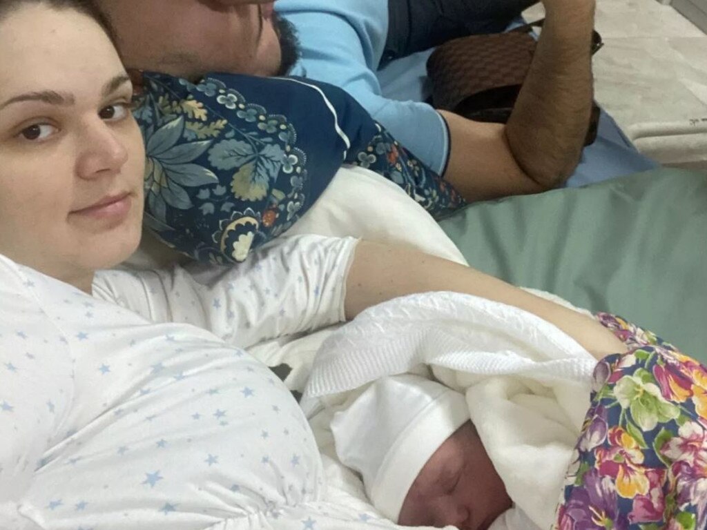 Mariia Shostak, 25, gave birth to her son in a bunker in the Kyiv city maternity hospital. Picture: Supplied