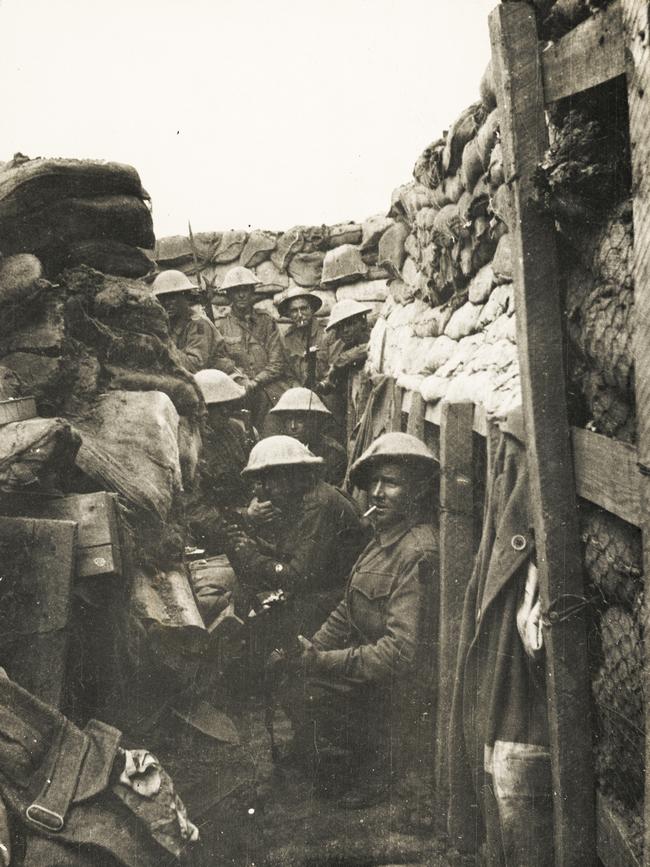 Unauthorised photography on the Western Front was a court-martial offence, but Lance-Corporal Charles Lorking of the 53rd Battalion managed to take this famous picture of his comrades shortly before leaving their trenches to attack. Of the men shown, only three were alive the next day; and all three of them were wounded. AWM A03042