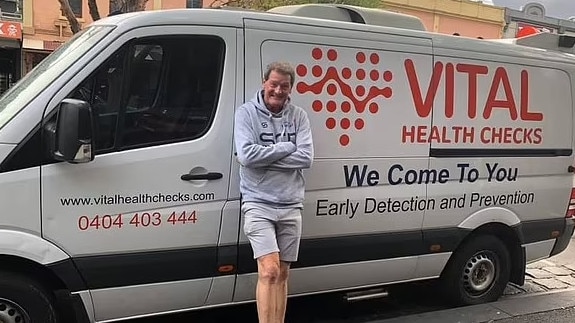 Former AFL player and manager Ricky Nixon with his new business Vital Health Checks. Picture: Facebook