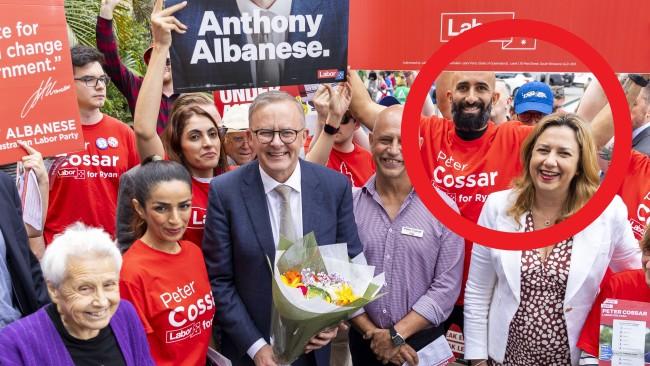 Albo trolled by photobomber at campaign stop