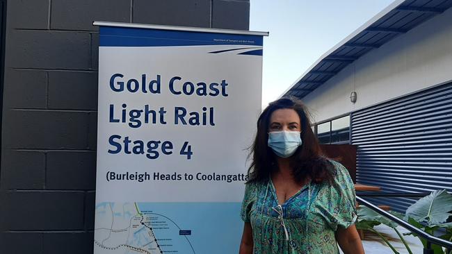 Save Our Southern Gold Coast president Kath Down at the first Gold Coast Light Rail Stage 4 consultation session at Tallebudgera.