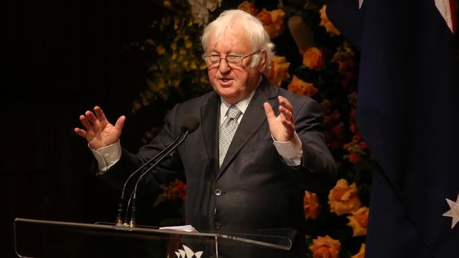 Bill Kelty at the memorial service for Bob Hawke at the Sydney Opera House in 2019. Picture: Richard Dobson