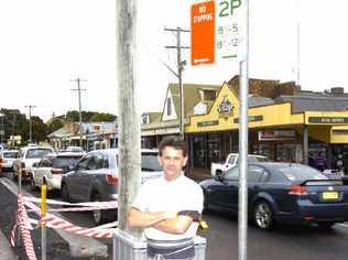 Danny Slattery, owner of Alstonville Quality Meats, is demanding that Ballina Shire Council rangers start policing the two-hour parking limits in the township’s main street, saying too many people are ignoring the posted time restrictions. . Picture: Jerad Williams