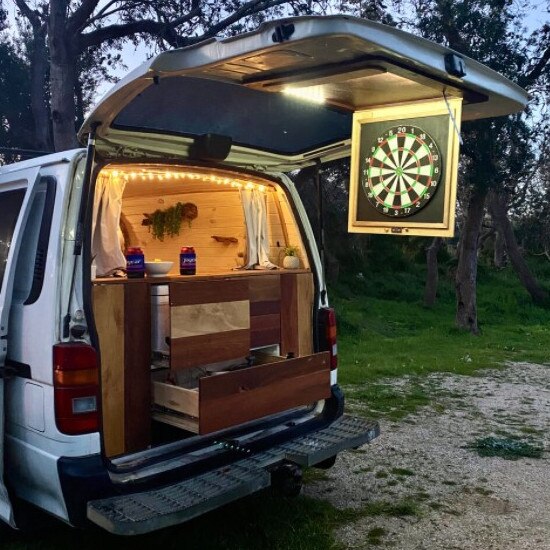 Jamie Lawson and Andrew Garnett, of Blackbird Camper Co. transform ordinary campervans into glampervans. Picture: Contributed