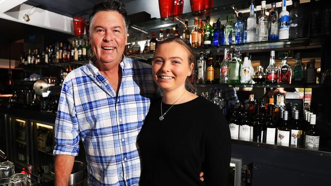 Scott Budgen and his daughter Octavia Budgen say their restaurant and bar, Shuck, is open for business as usual under their COVID-safe plan. Picture: SCOTT POWICK.