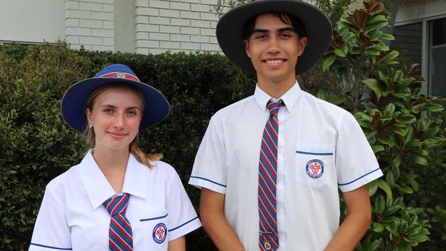 Trinity College Beenleigh school captains Madeleine Lang and Ky Ahpene. Picture: Contributed