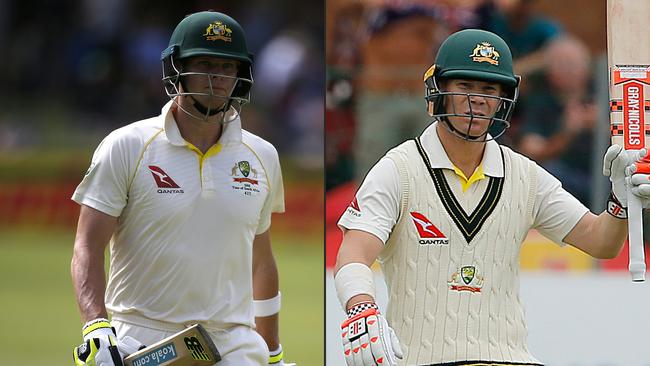 Banned Australian stars Steve Smith (L) and David Warner are expected to be rushed back once their bans expire. Picture: AFP