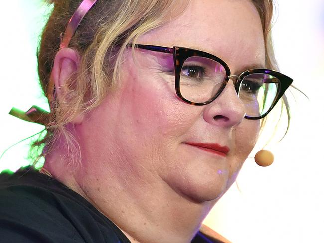 Magda Szubanski is seen during the 40th annual Gay and Lesbian Mardi Gras parade in Sydney, Saturday, March 3, 2018. (AAP Image/Joel Carrett) NO ARCHIVING