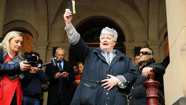 Julie Cameron, advocate for victims of child sexual abuse outside court. Picture: Mark Stewart