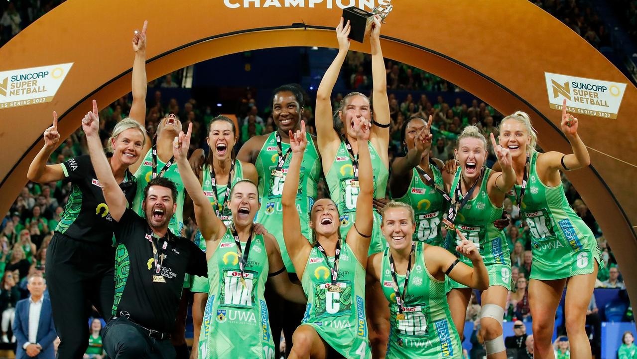 The West Coast Fever claimed the 2022 Super Netball crown in front of a record crowd. Picture: James Worsfold
