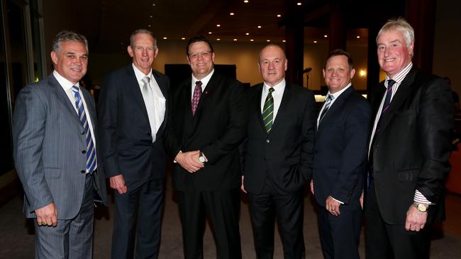 Chris Johns (left), with Wayne Bennett, Glenn Lazarus, Tim Sheen, Kevin Walters and Geoff Carr.