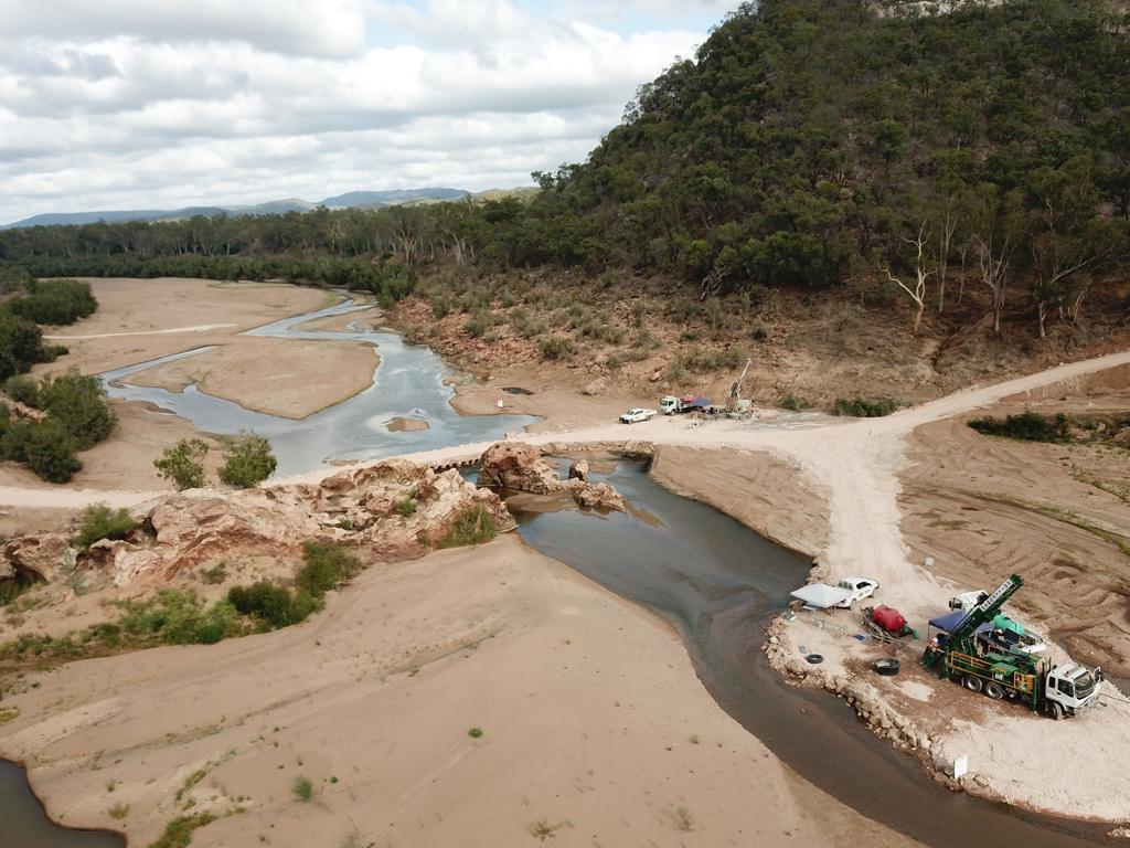 Geotechnical drilling under way on the Burdekin River north of Charters Towers as part of the Hells Gate Dam. Dam development should be subject to stringent controls on reef water quality, the UNESCO report stated.