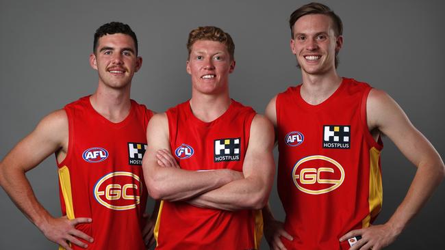 Sam Flanders, Matthew Rowell and Noah Anderson give the Suns a trio of young guns to rebuild around. Picture: AFL Photos/Getty Images