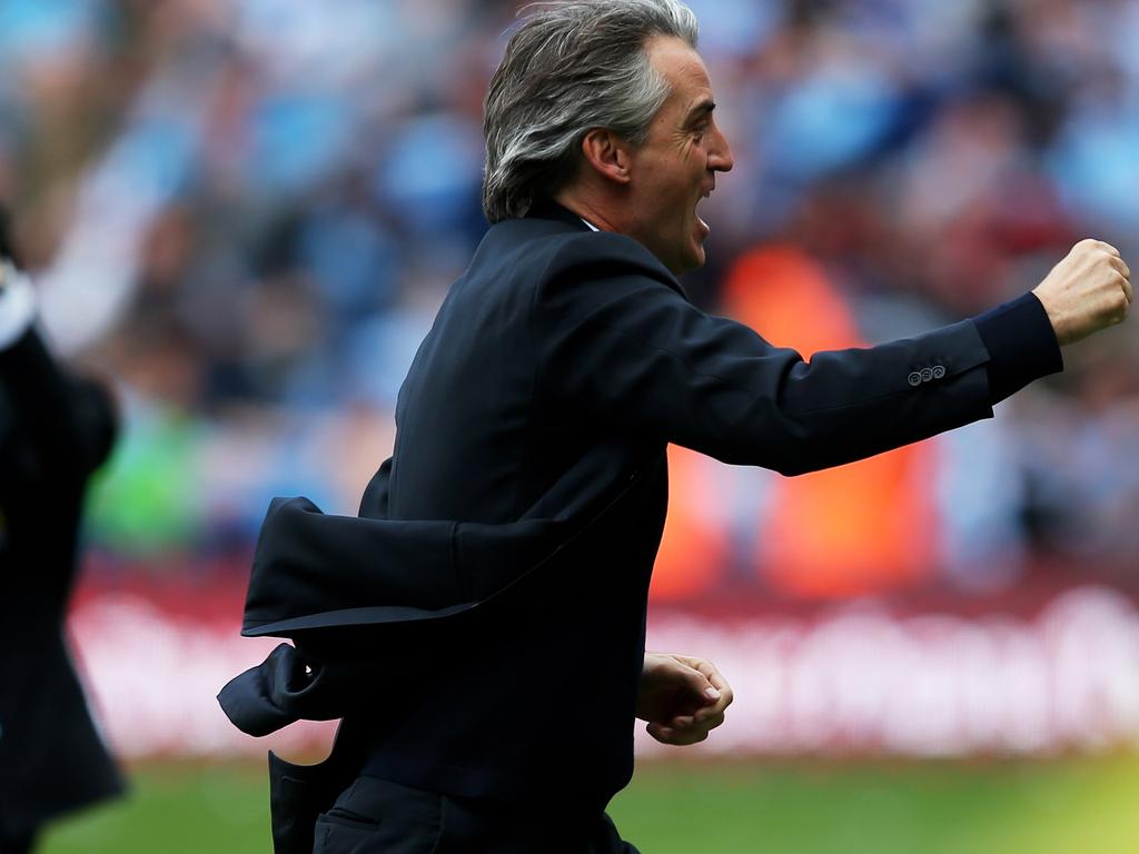 Mancini was losing his mind on the sideline. Picture: Alex Livesey/Getty Images