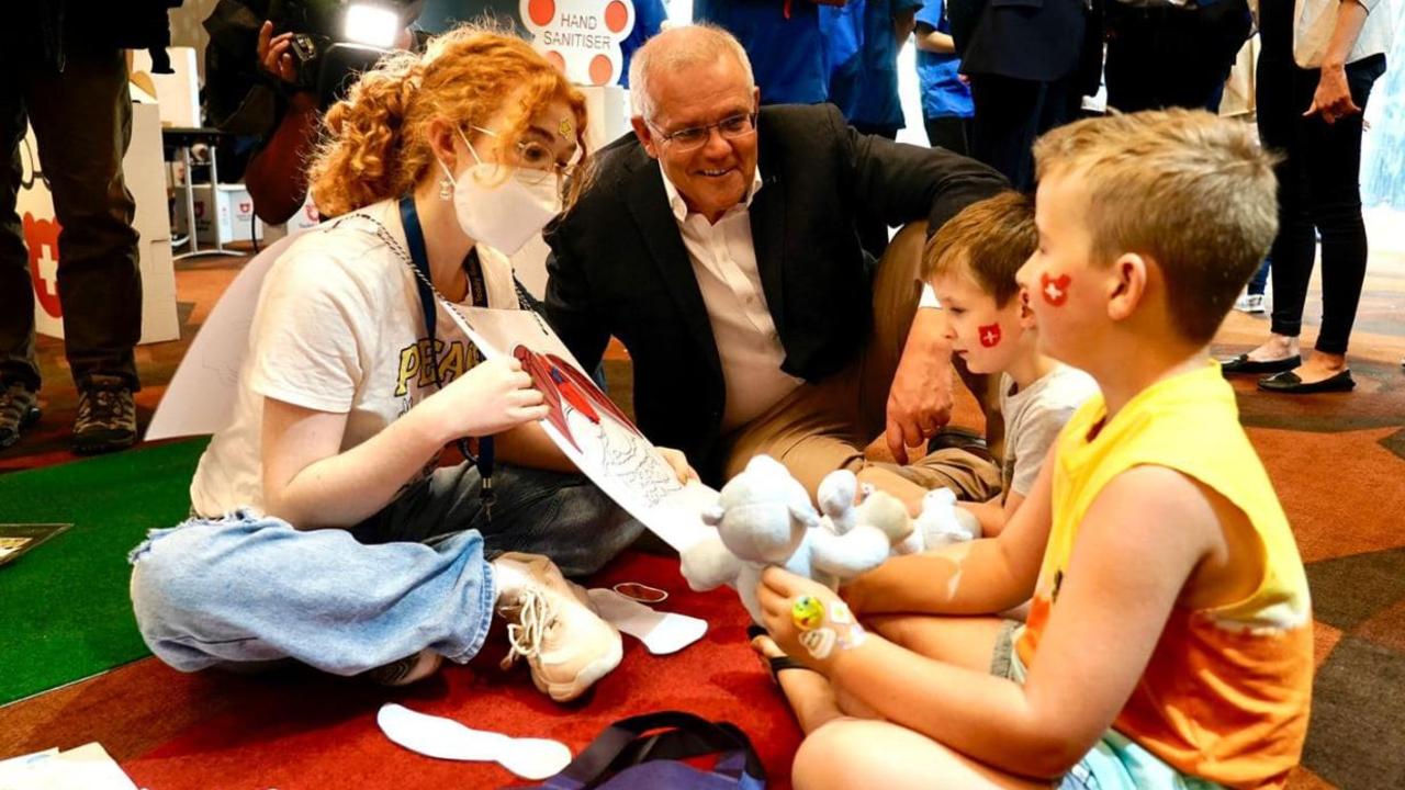 The Prime Minister’s staff uploaded two pictures of his interactions with children at the event.