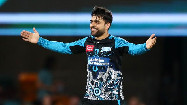 Rashid Khan of the Strikers. Photo by Chris Hyde – CA/Cricket Australia via Getty Images