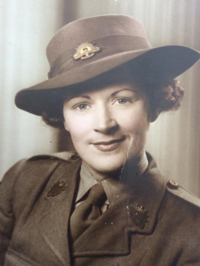 “My mother Alma (deceased) who served in the Australian Women’s Army Service NF 454151. Her training bases during the WWII were Holbrook and Holsworthy (NSW) and served in Townsville (QLD) as a gunner.” Picture: Supplied by Mark Bond