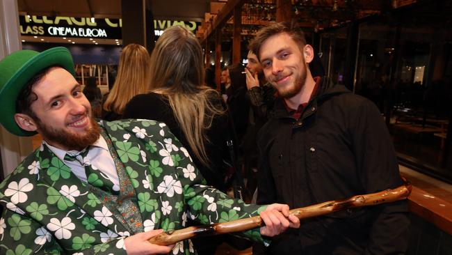 Daniel Murphy and Jesse Claire outside the Irish pub. Picture: Stuart Milligan