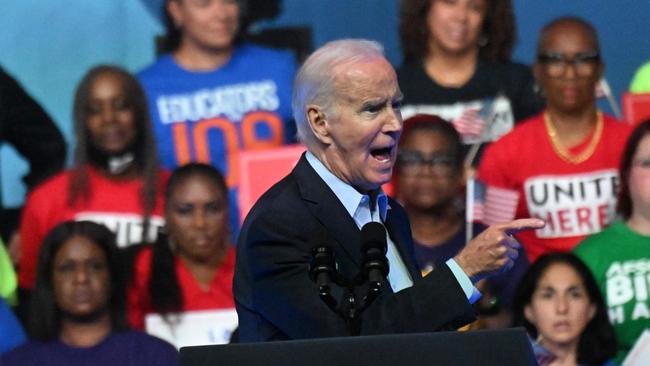 Joe Biden on the stump in Philadelphia on Saturday. Picture: AFP