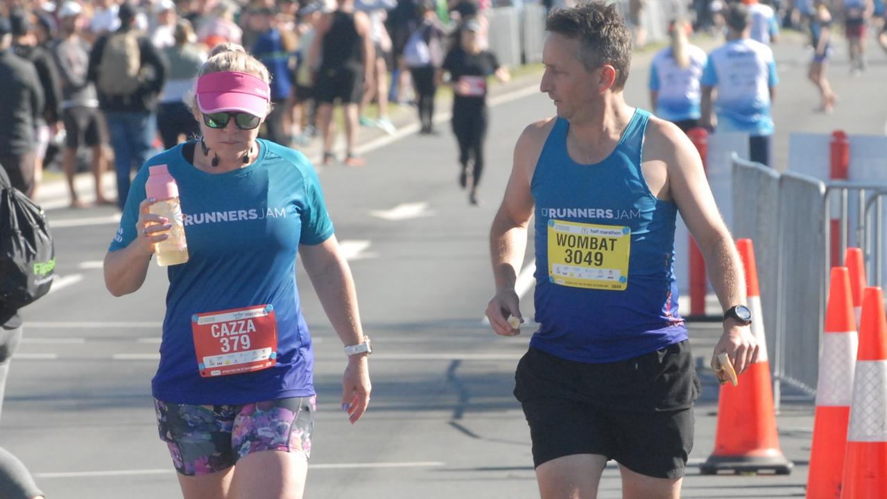 Carolyn Schaeffer and Brendon Robards at the 2022 Sunshine Coast Marathon and Community Run Festival.