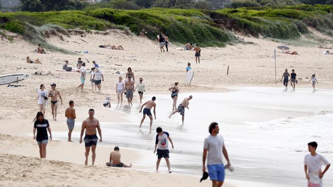 Locals at Dee Why Beach on March 28, 2020. Picture: Sam Ruttyn