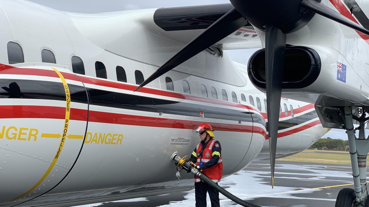 The Q400AT being filled up for the demonstration.