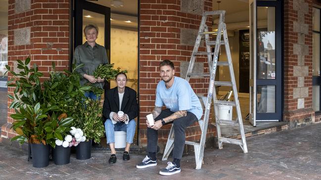 Sally Wotton, Jazmin Wotton and Robby Lippett at The Store in North Adelaide. Picture: Kelsey Zafiridis