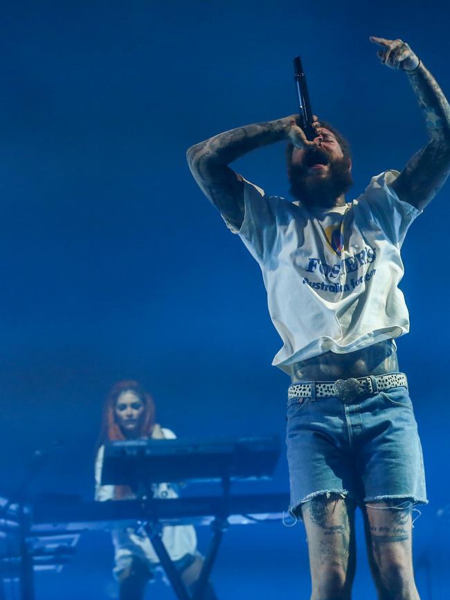 Post Malone performs at the RNA Showgrounds. Photo - Stephen Archer
