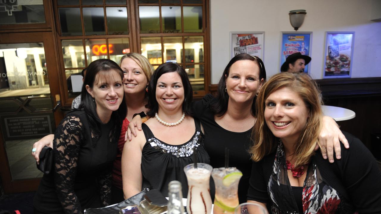Leanne Sutherland, Genelle Little, Mary Kerrican, Anne Vesco and Sarah Felton at the Grand Hotel, Gladstone. Photo Luka Kauzlaric / The Observer