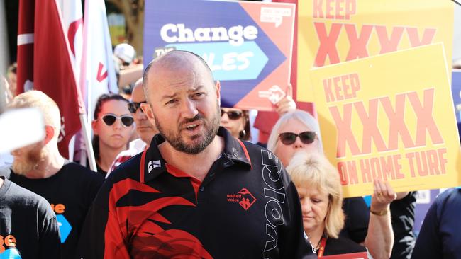 United Voice spokesman Damien Davie at the rally.