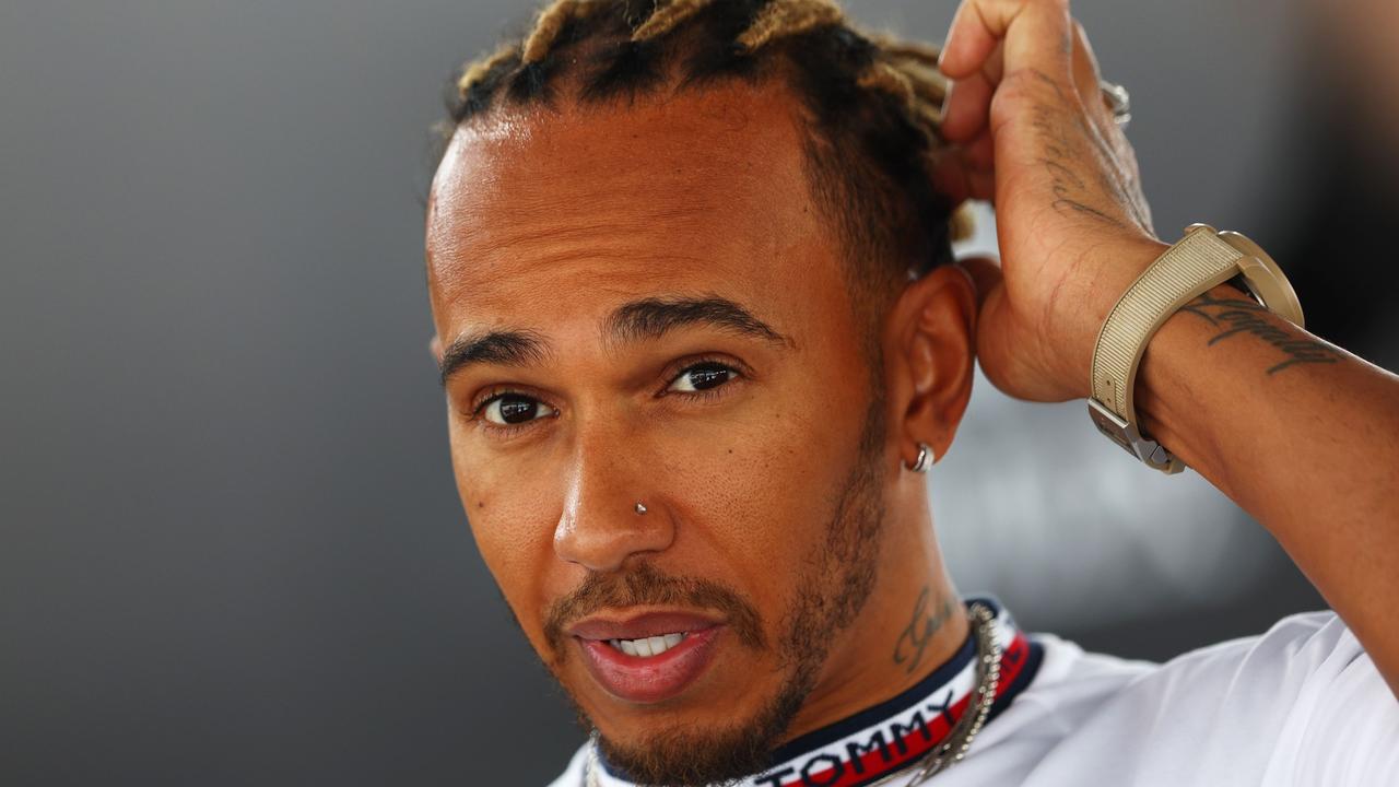 MONTREAL, QUEBEC - JUNE 17: Lewis Hamilton of Great Britain and Mercedes talks to the media in the Paddock prior to practice ahead of the F1 Grand Prix of Canada at Circuit Gilles Villeneuve on June 17, 2022 in Montreal, Quebec. Clive Rose/Getty Images/AFP == FOR NEWSPAPERS, INTERNET, TELCOS &amp; TELEVISION USE ONLY ==