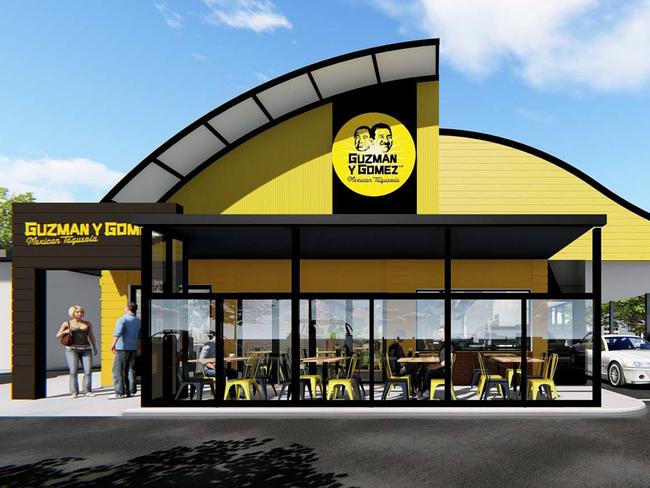 Artist's impression of the Guzman y Gomez drive-through under construction at Indooroopilly.