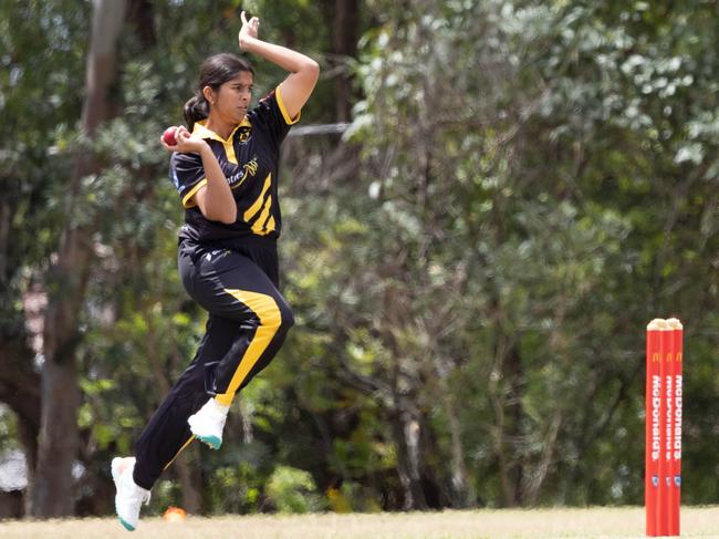 Kuhu Nanda bowling for Blacktown Mounties. Picture: Moments with Jazz Photography