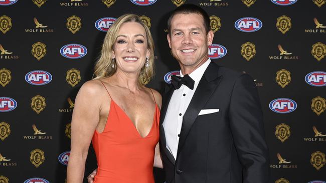 Cousins on the Brownlow red carpet in Perth with his date, Kelley Fergus. Picture: Getty Images