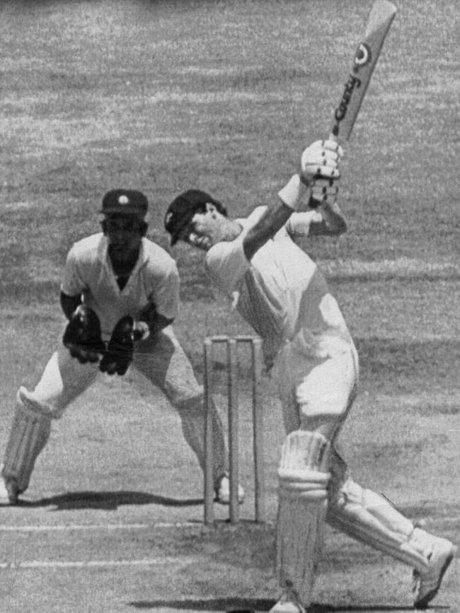 Dean Jones bats against India in the 1986 tied Test in Madras.