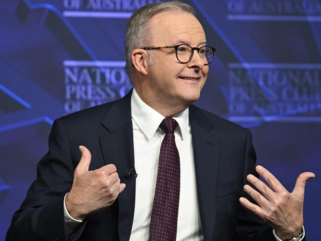 Prime Minister Anthony Albanese addresses the National Press Club of Australia, in Canberra, on January 24. Picture: NewsWire / Martin Ollman