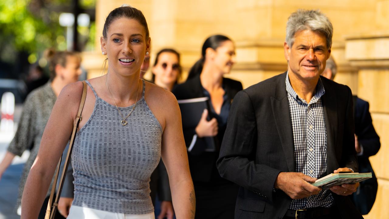 Deni Varnhagen and her supporters outside court last week. Picture: NCA NewsWire / Morgan Sette.