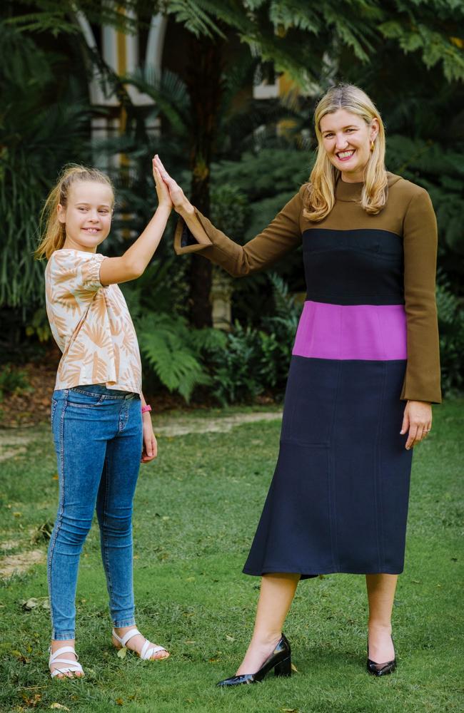 Ten-year-old Malia Knox with Attorney-General and Minister for Women Shannon Fentiman. Picture Supplied